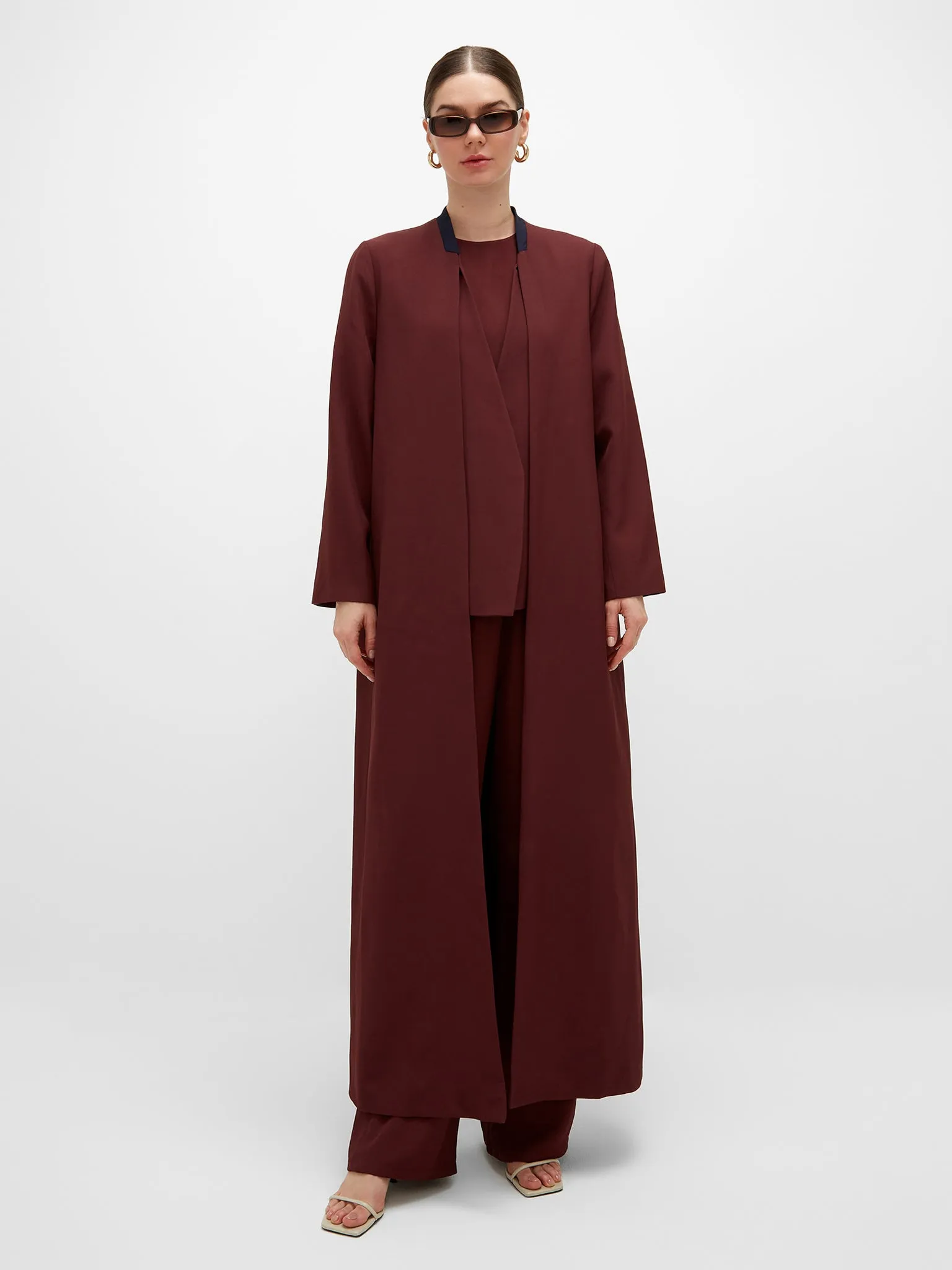 Amara Long Jacket - Burgundy