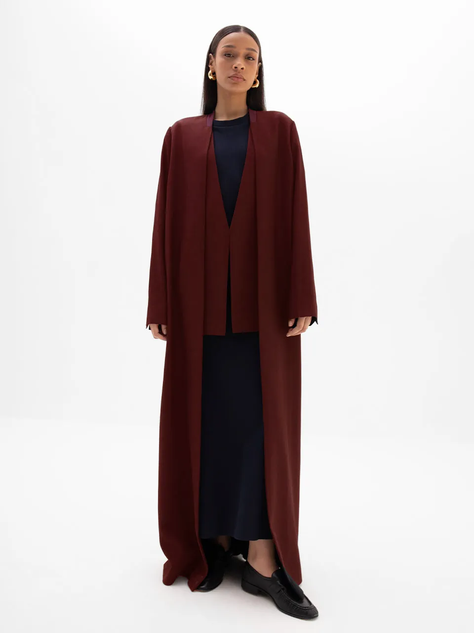 Amara Long Jacket - Burgundy