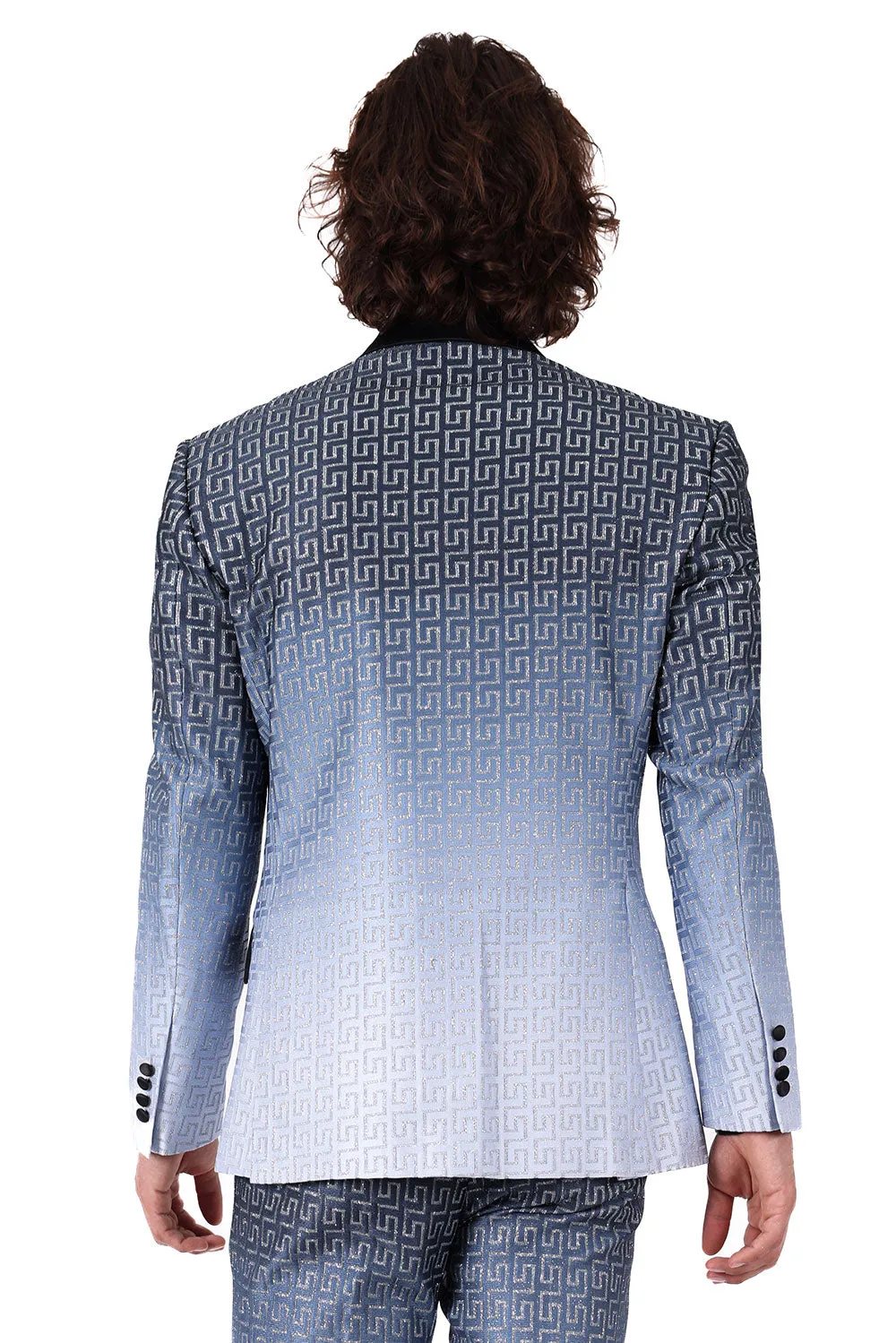 Black & Silver Ombre with Sparkling Greek Pattern