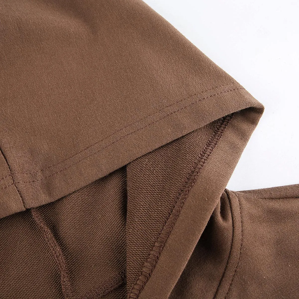 Blank Brown Zipper Crop Hoodie