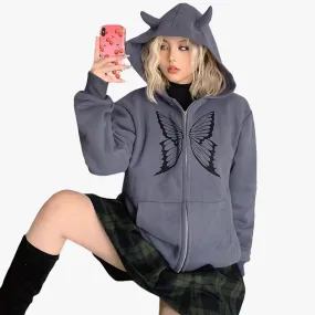 Butterfly Aesthetic Horned Hoodie