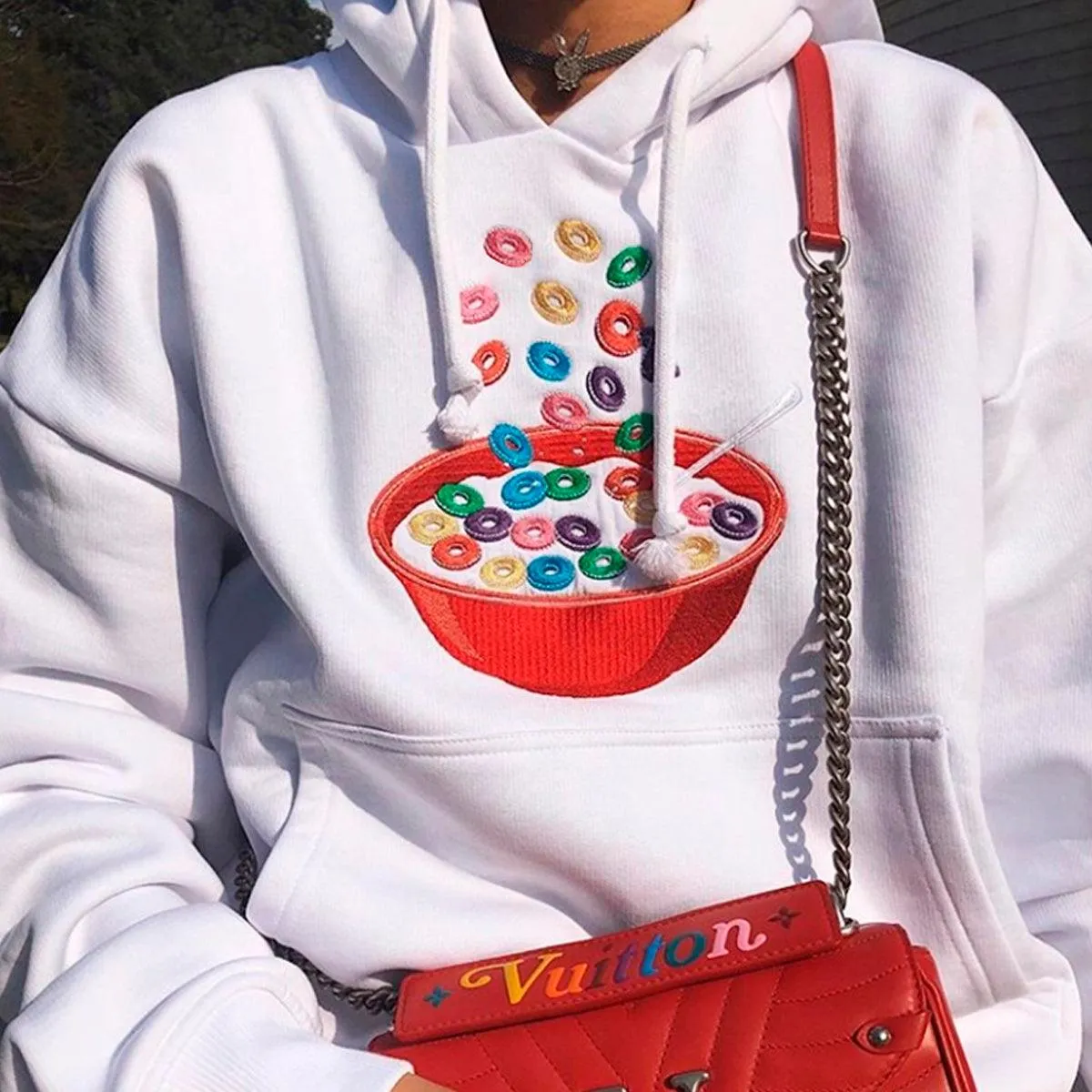 Colored Cereal Embroidery Hoodie