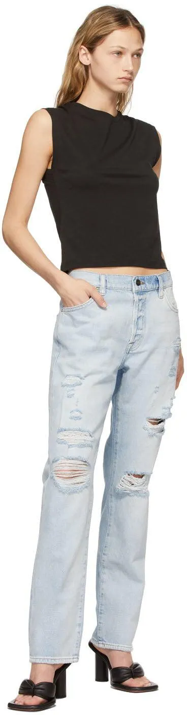 Frame Blue Distressed 'Le Slouch' Jeans