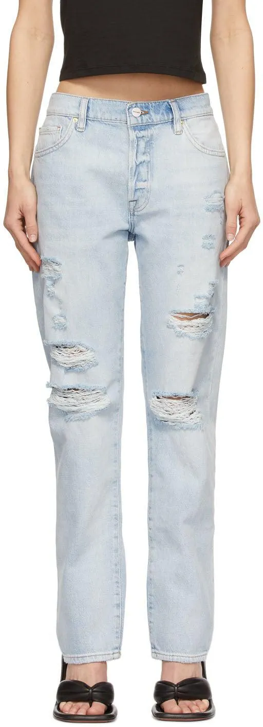 Frame Blue Distressed 'Le Slouch' Jeans
