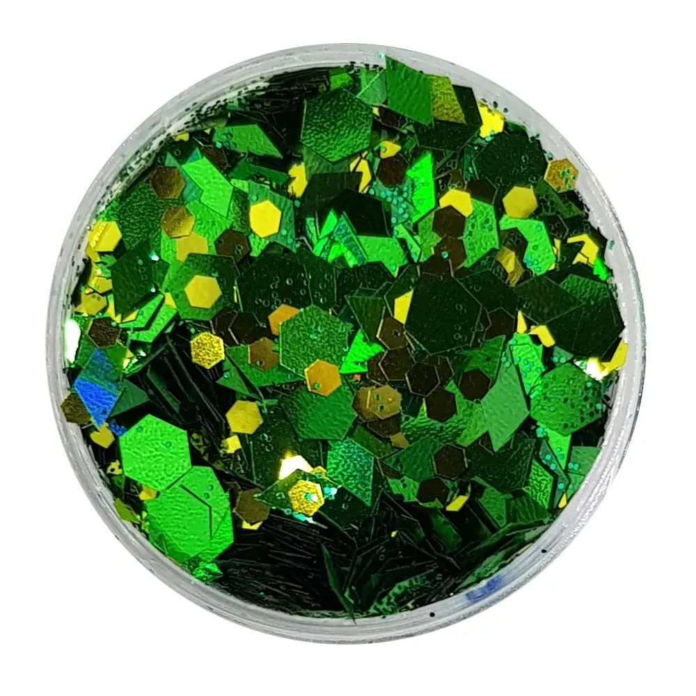 Green Festival Glitter (Holographic Chunky Glitter Mix) - Wicked Green