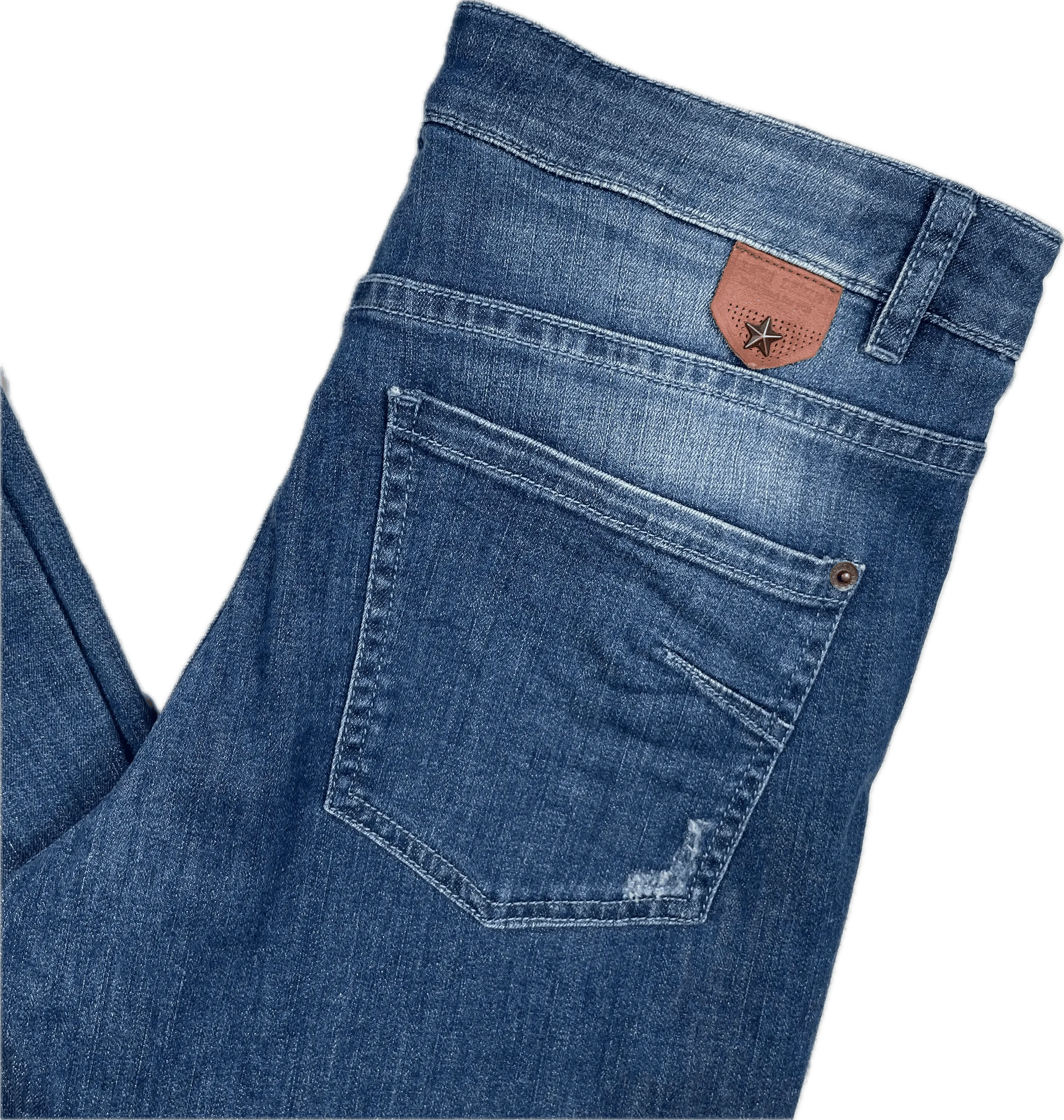 IKKS France Ladies Distressed Slim Fit Jeans- Size 28