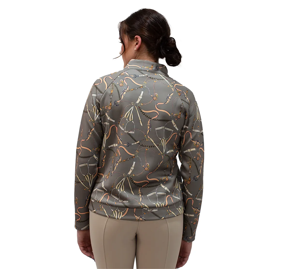 Kastel Long Sleeve 1/2 Zip Taupe Belt Scuba Pullover