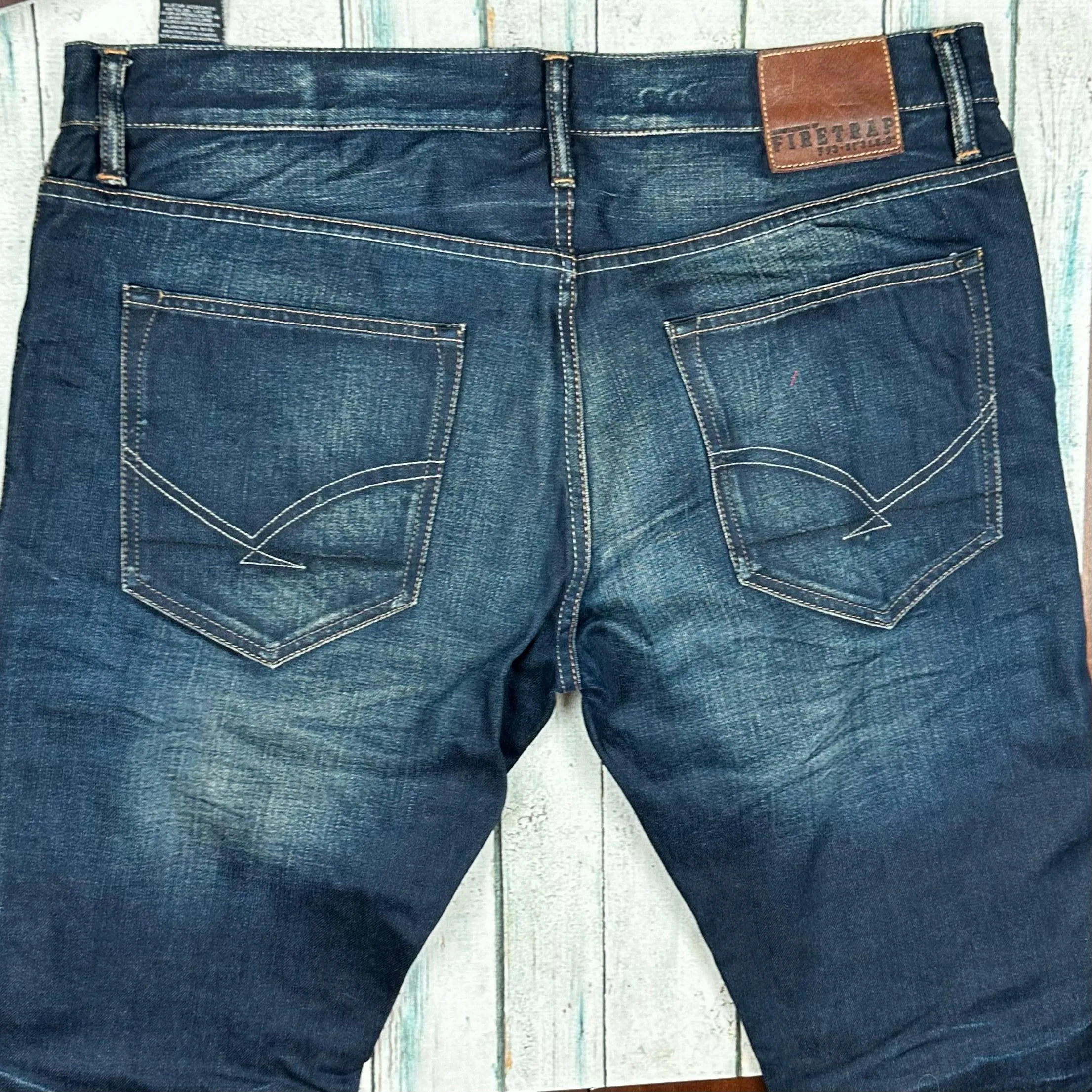 NEW-Firetrap Mens 'Rockwood' Slim Straight Jeans - Size 36R