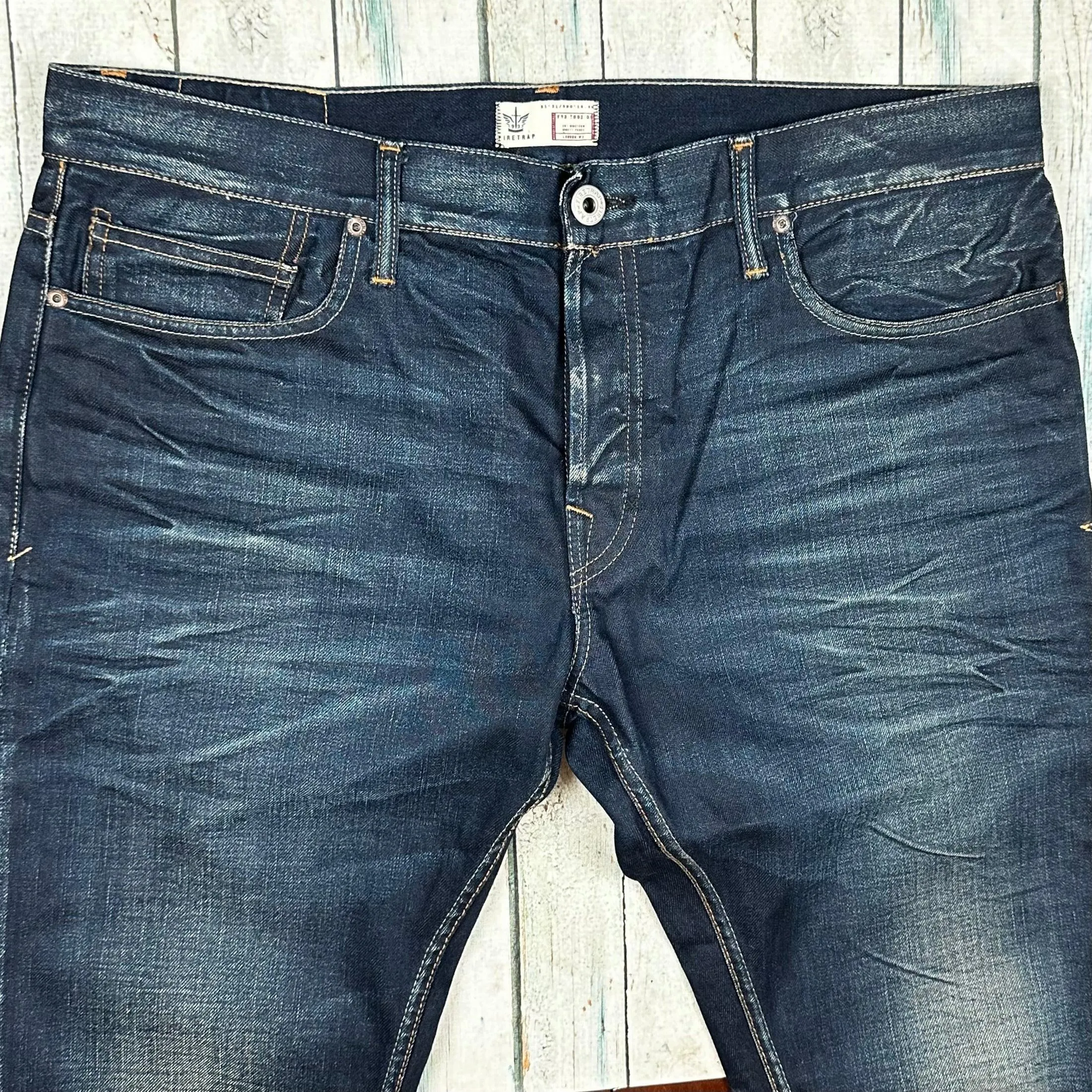 NEW-Firetrap Mens 'Rockwood' Slim Straight Jeans - Size 36R