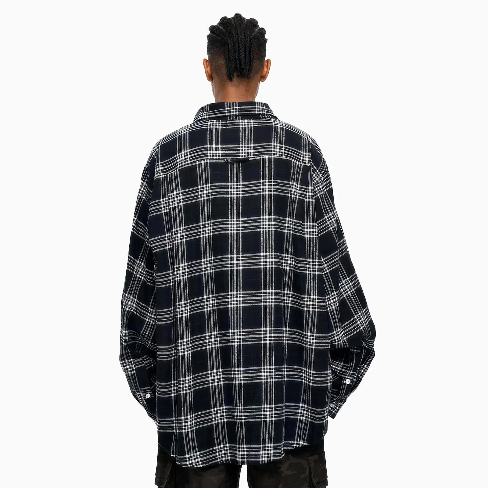 Oversized Plaid Shirt With Layered T-Shirt