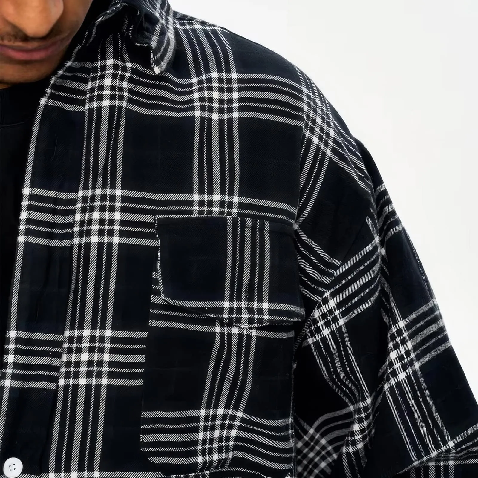 Oversized Plaid Shirt With Layered T-Shirt