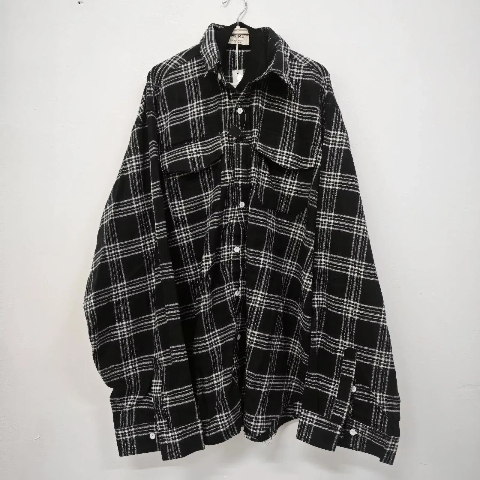 Oversized Plaid Shirt With Layered T-Shirt