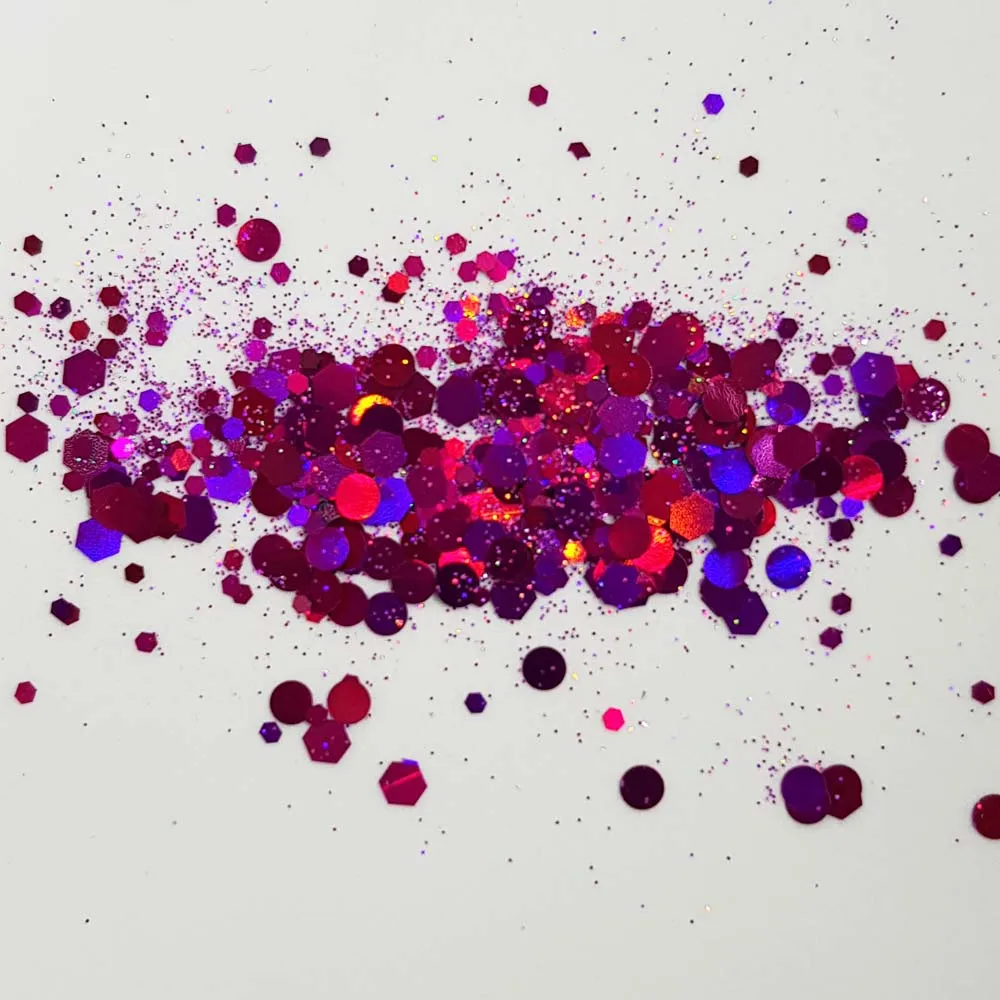 Pink Festival Glitter (Holographic Chunky Glitter Mix) - Real Raspberry