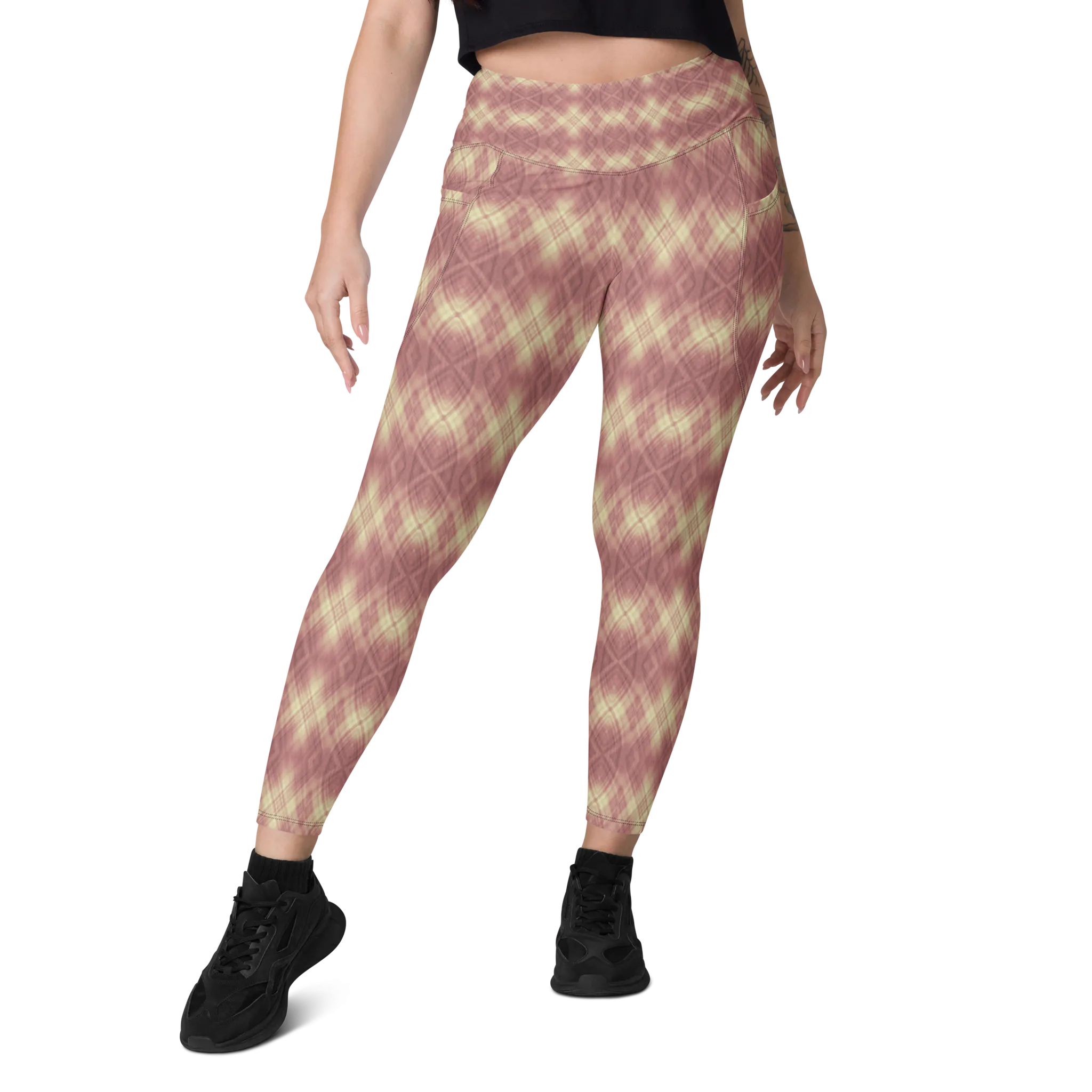 Recursia Argyle Rewired Leggings With Pockets In Pink