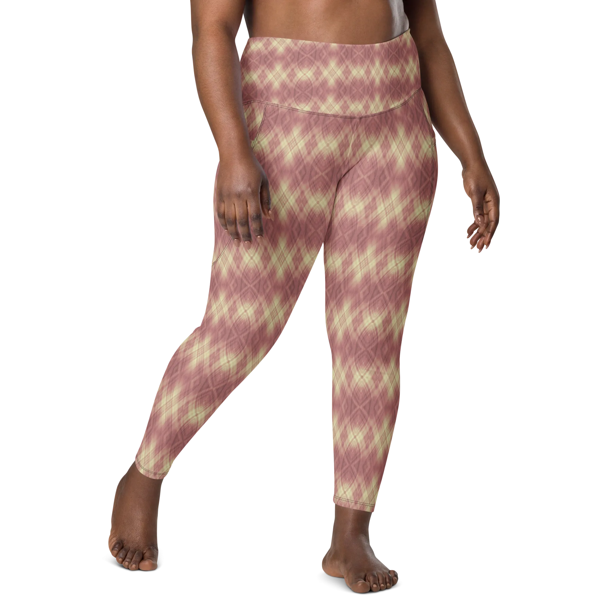 Recursia Argyle Rewired Leggings With Pockets In Pink