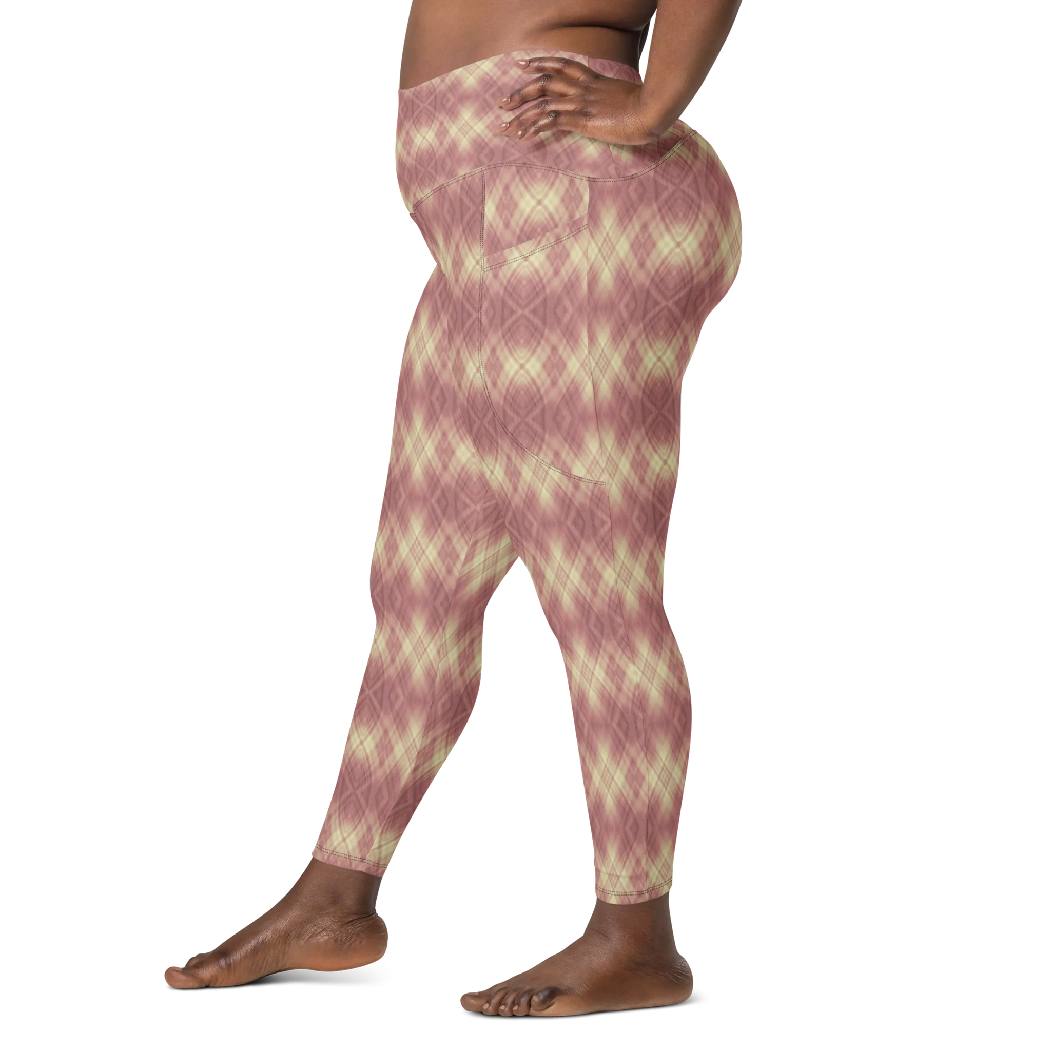Recursia Argyle Rewired Leggings With Pockets In Pink