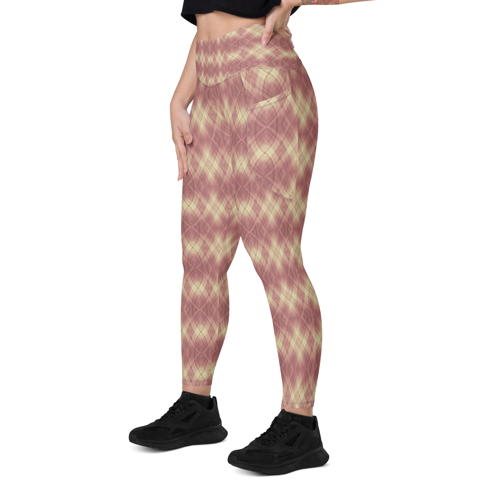 Recursia Argyle Rewired Leggings With Pockets In Pink