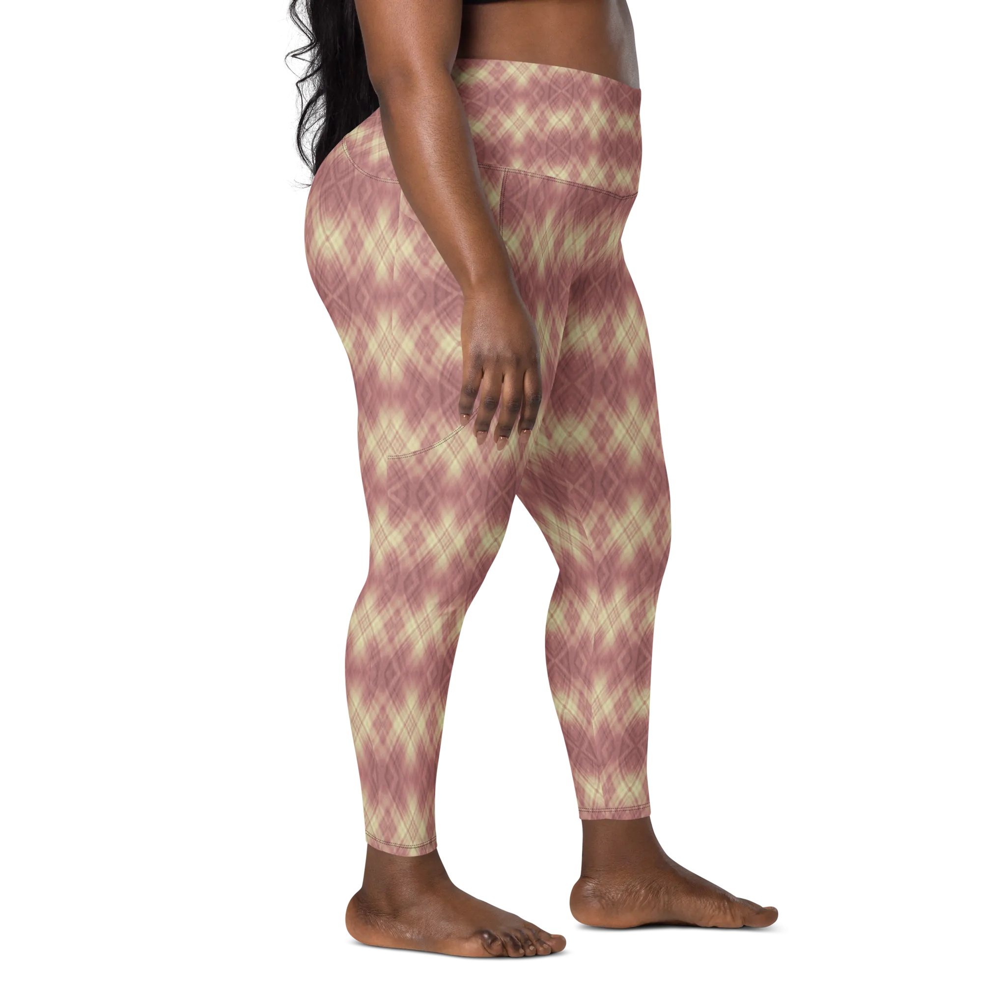 Recursia Argyle Rewired Leggings With Pockets In Pink