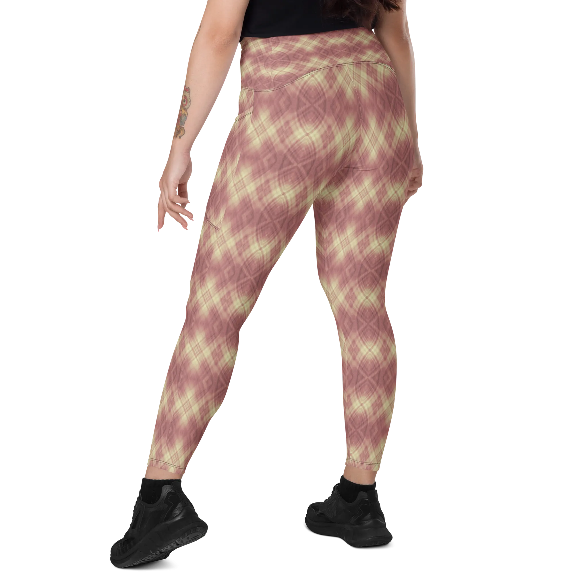 Recursia Argyle Rewired Leggings With Pockets In Pink