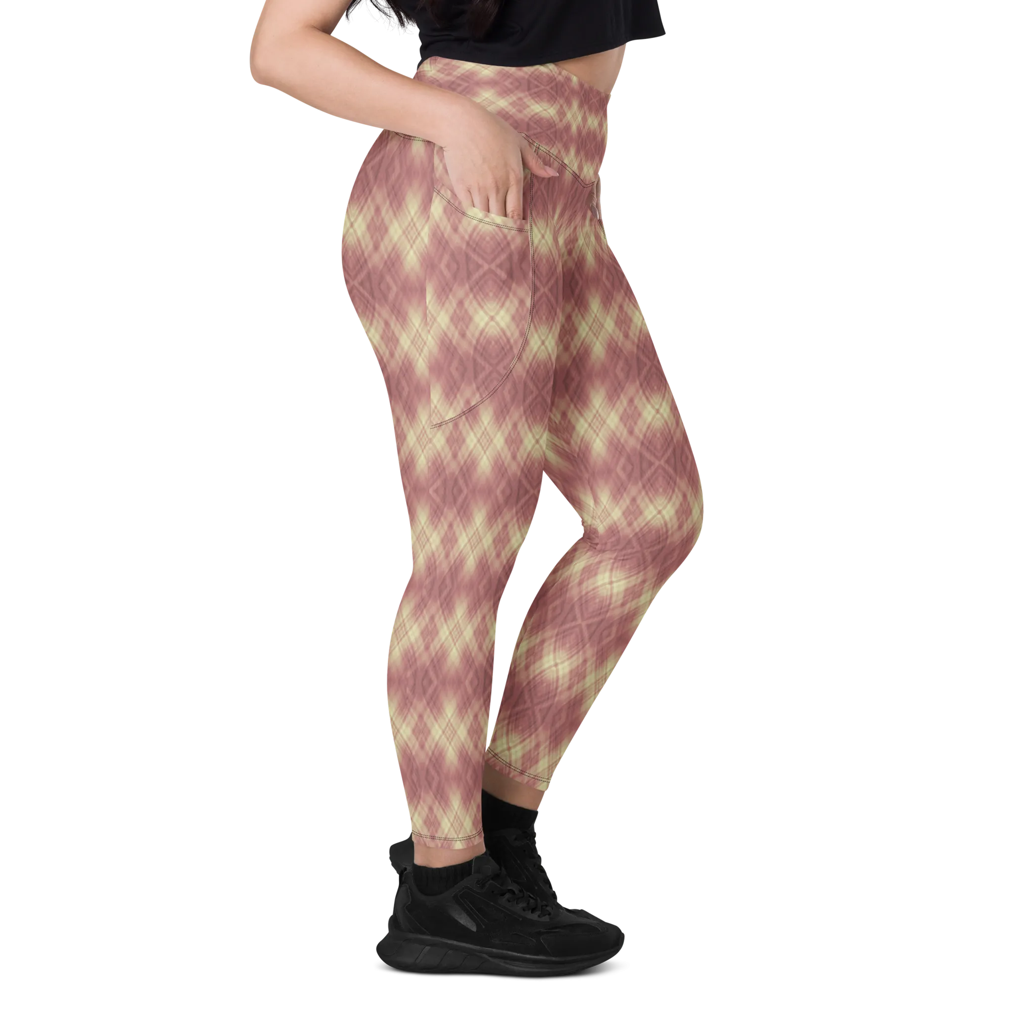 Recursia Argyle Rewired Leggings With Pockets In Pink