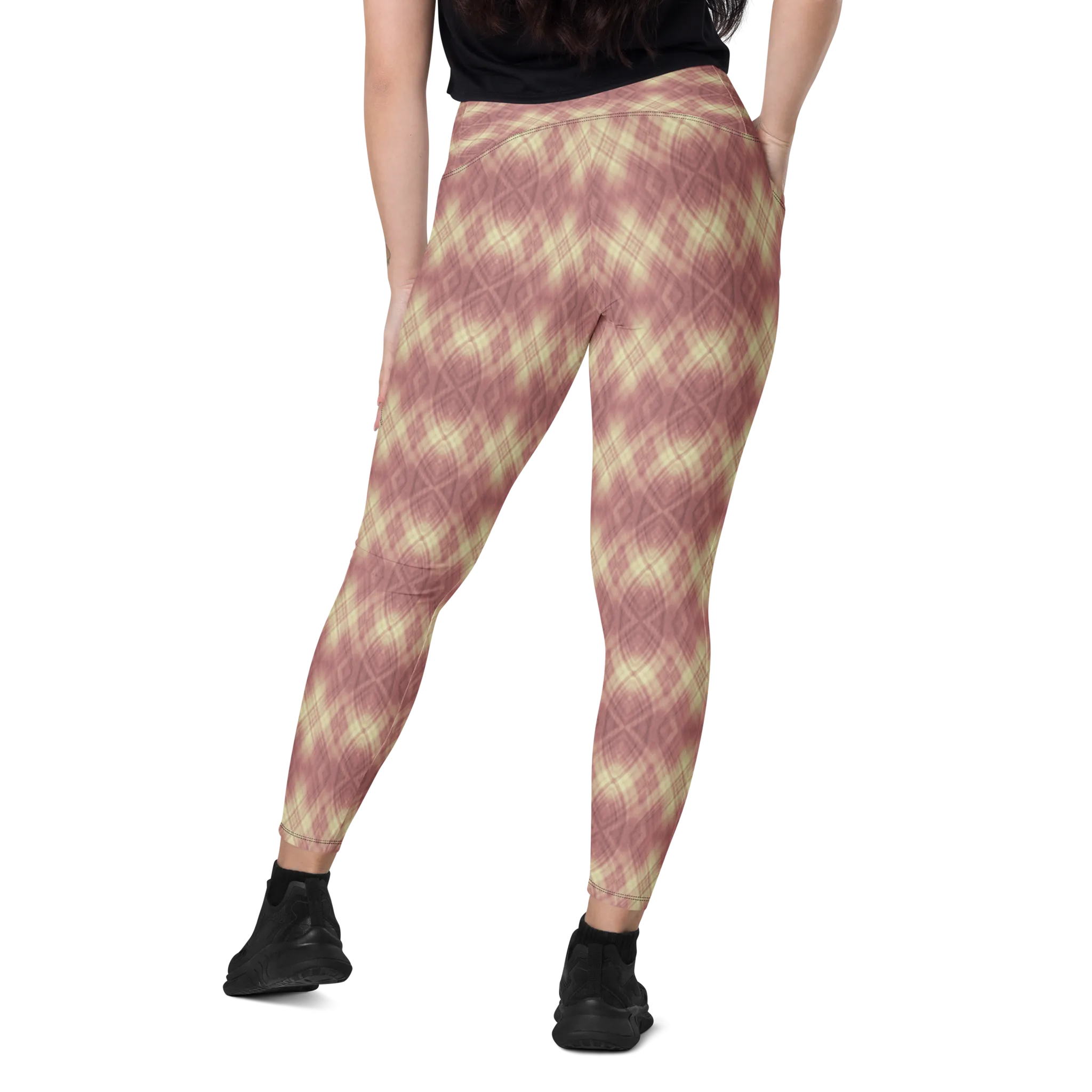 Recursia Argyle Rewired Leggings With Pockets In Pink