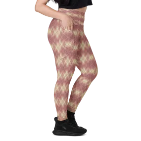 Recursia Argyle Rewired Leggings With Pockets In Pink