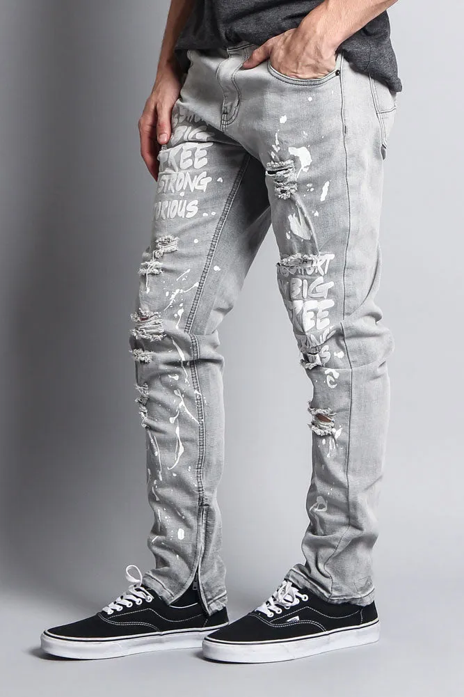 Scribbled Bleach Washed Jeans
