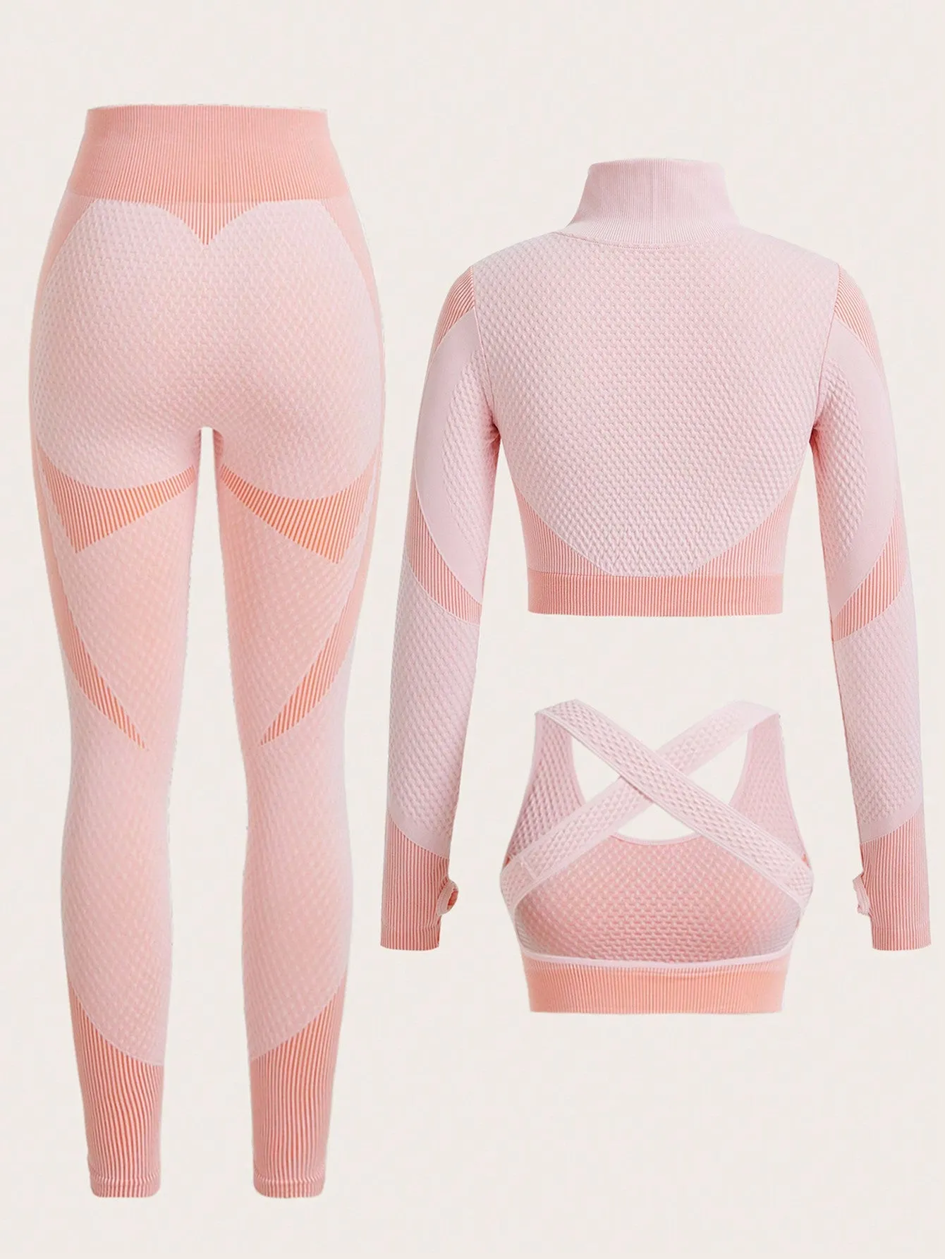Seamless High Stretch Thumbholes Sports Jacket & Sports Bra & Sports Leggings