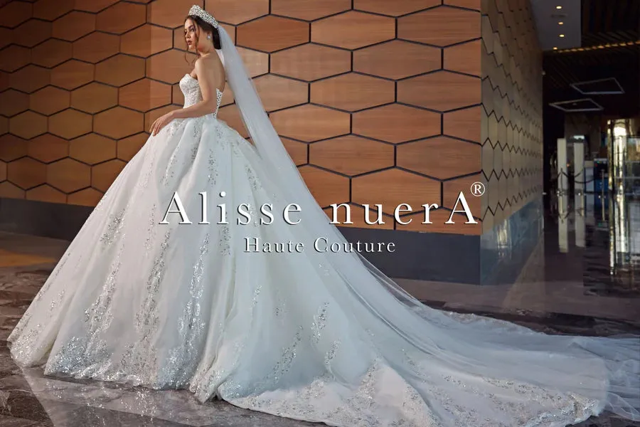 Silver and White Sequined Princess Dress for Ballroom Wedding