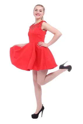Sleeveless Sequined Round Collar Mini Dress