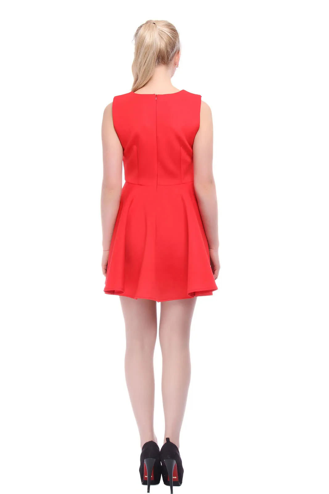 Sleeveless Sequined Round Collar Mini Dress