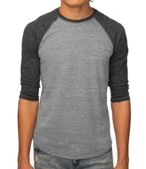 Unisex Triblend 3/4-Sleeve Baseball (Grey/Char Black)