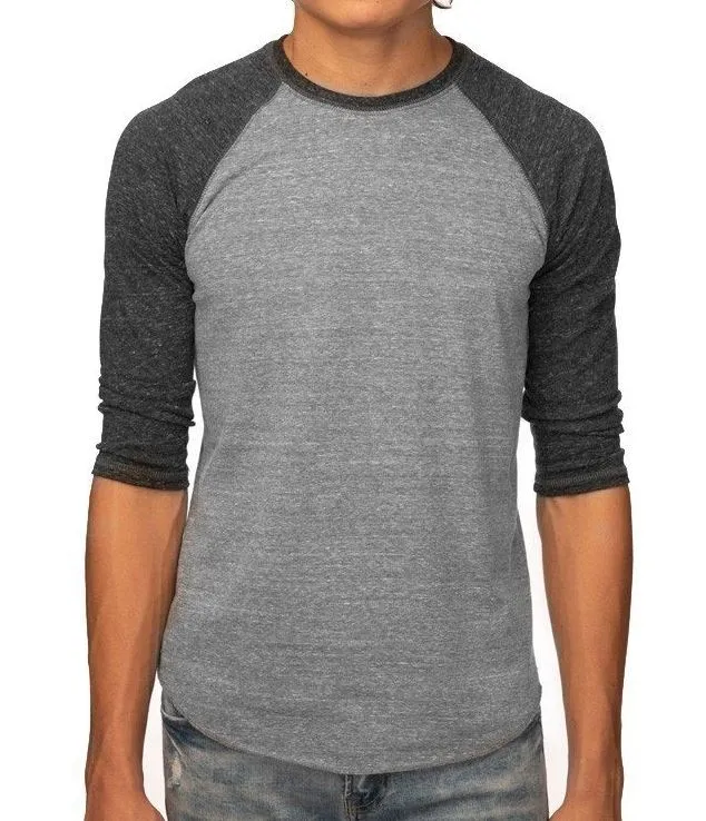 Unisex Triblend 3/4-Sleeve Baseball (Grey/Char Black)